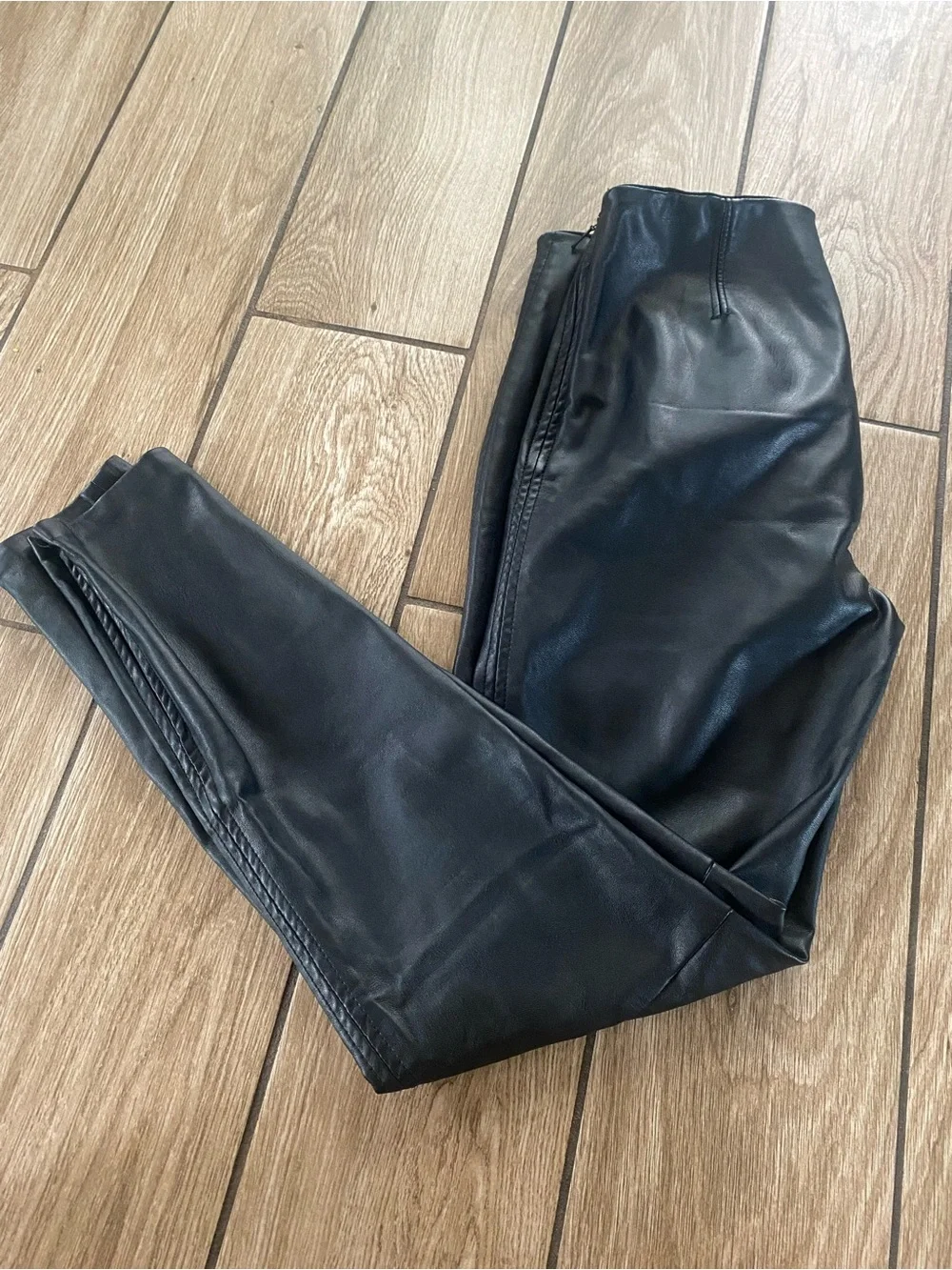 Free People Black Faux Leather Skinny Pants